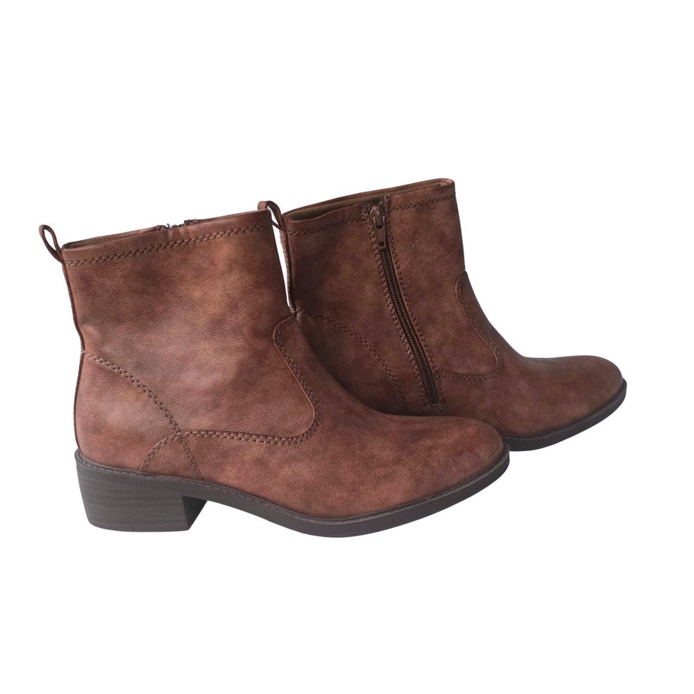 Baretraps Boots Shane Ankle Booties Womens Size 8.5 Brown Zip Up Faux Leather